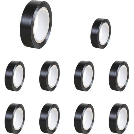 Lot de 10 Rubans AdhÃ©sifs Isolants Noirs, 15 mm x 10 m/RigiditÃ© diÃ©lectrique 40kV/mm/-5Â°C Ã +90Â°C