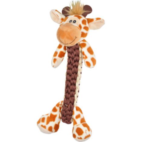 Jouet peluche Girafe avec corde sonore pour chien "Les Féroces" - Orange - H 34 cm - Livraison gratuite