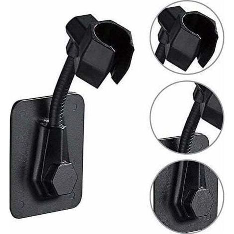 Support douchette,Support de Pommeau de Douche Mural réglable,Support de Pommeau de Douche,Plastique ABS Support Mural adhésif sans perage Support (Black) (1/5)