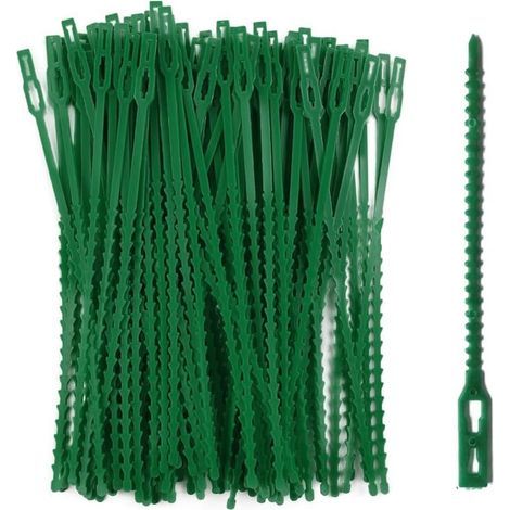 100 - Attache Plante - Lien Réglable - Fixation Flexible Pour Tuteur Et Tige - Support De Croissance Pour Légumes Et Fleurs - Vert - 13 cm (1/5)