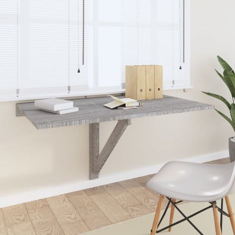 Table murale pliable, bureau mural rabatsonoma gris 100x60x56 cm bois d'ingénierie pjqw82211 DESIGN IN (1/5)