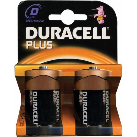 Batterie Alkaline Torcia D-LR20 Duracell Plus conf. 10 Blister da 2 Pz (20 Pz)