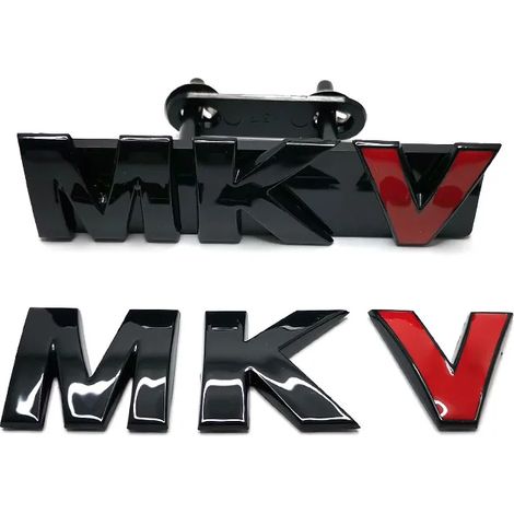 (Avant et arrière) - Autocollant automobile noir brillant, lettres 3D, logos de calandre MKV, emblème GLOF 5, badges de coffre MK5 (1/5)