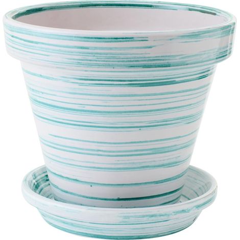 Cache-Pot Avec Soucoupe "Julio" 35cm Vert Menthe (1/5)