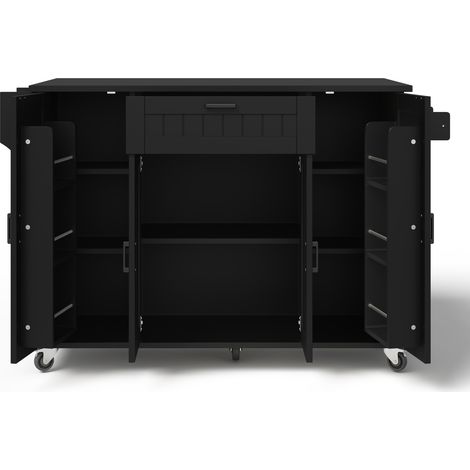 Klappbare Kücheninsel auf Rollen MDF schwarz 120 x 45(70) x 95 cm MODENUIT (1/5)