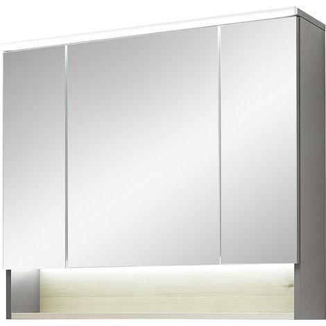 Pelipal Spiegelschrank Quickset 25-II LED-Kranzbeleuchtung Quarzgrau 80 cm Spiegelschrank (1/3)