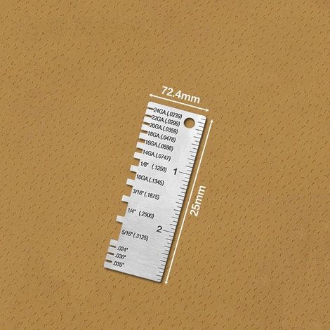 Irovami Gabarit de mesure de diamètre de fil standard américain en acier inoxydable, jauge d'inspection de soudure, jauge d'épaisseur de fil, jauge de soudage de fil (calibre carré) (1/5)