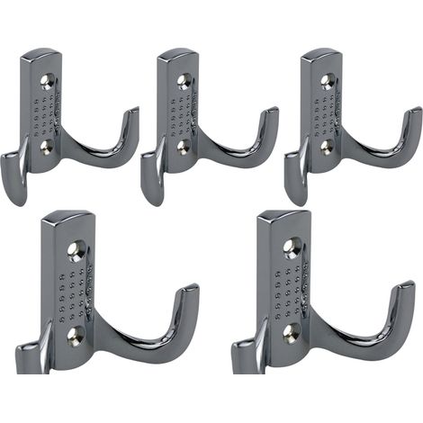 Garderobenhaken 5er Pack Ausführung Chrom glänzend Kleiderhaken Wandhaken Metall (1/2)