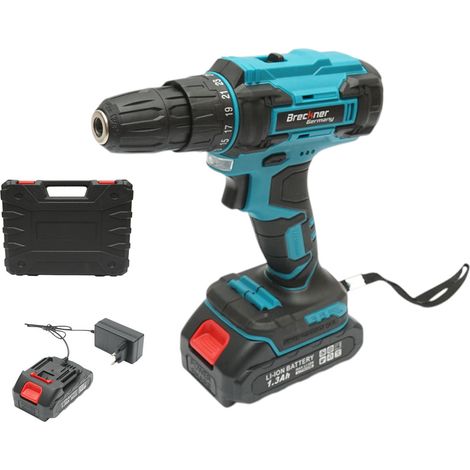 Trapano e avvitatore con 2 batterie 36V, 1.3Ah agli ioni di litio, LED, coppia 18-35Nm, mandrino da 10mm, 0-350/1350 giri/min Breckner Germany (1/5)