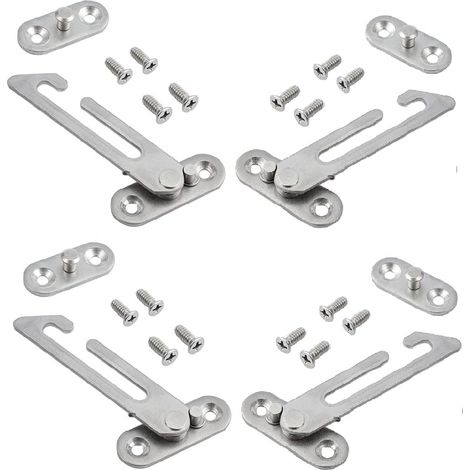 Lot de 4 entrebâilleurs de fenêtre en acier inoxydable pour fenêtre en UPVC (gauchers et droitiers)