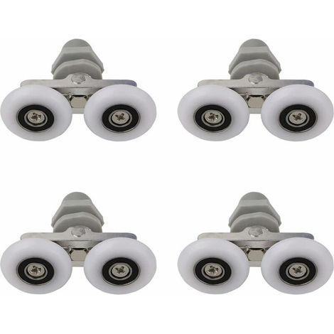 Set mit 4 Duschtürrollen - Doppelt verschiebbares Lager - Glastür (23 mm) (1/5)