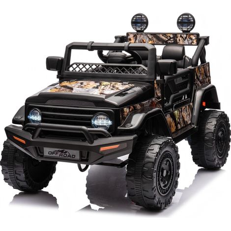 Elektro-Kinderquad 4-Rad mit Fernbedienung, 12V 4,5Ah Bluetooth LED-Lichter, Sicherheitsgurt, für 1-8 Jahre, Geländereifen, schwarzes Tarnmuster (1/5)