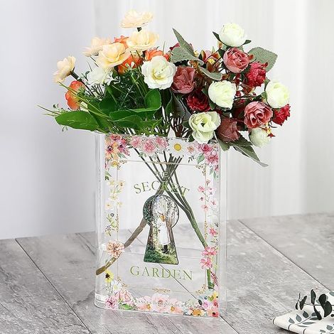 Vase en forme de livre en acrylique transparent pour fleurs vases tulipes uniques décoration la maison cadeau les amateurs (1/5)