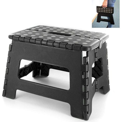 Marchepied Pliable - Tabouret Pliant - Facile d’utilisation - Pratique - Rehausseur - Noir - 22x22x29cm / Charge max 120kg Noir (1/2)