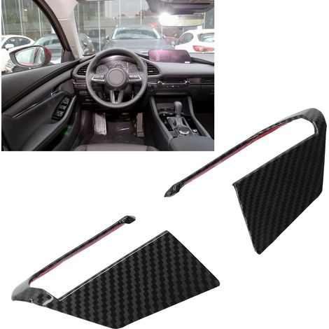 Autocollant décoratif brillant pour volant de voiture, compatible avec les côtés gauche et droit, Mazda 3/Axela 2020, aspect fibre de carbone noir brillant. (1/5)