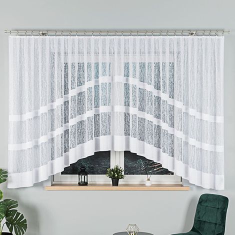 WIKTORIA - Tenda jacquard pronta all'uso con taglio in basso - 500x160 cm - bianco (1/5)