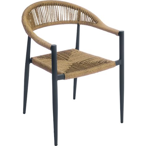 Sedia con braccioli in alluminio con seduta e schienale twist wicker paglia MALIGI HOME MG/OLIVO Paglia (1/2)