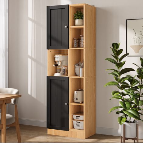 Mobile contenitore angolare 50 x 35,5 x 170 cm, 6 ripiani, 2 ante, MDF antracite DESVIAE (1/5)