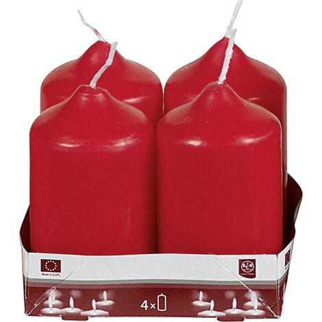 Heider GmbH Stumpenkerze 9xØ5cm rot 4 Pack - 6 Stück