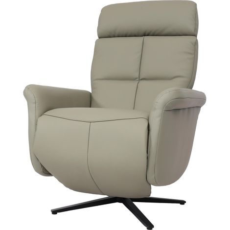 [NON UTILIZZATO] Poltrona reclinabile girevole lounge TV relax imbottita moderna HHG-378 vera pelle grigio
