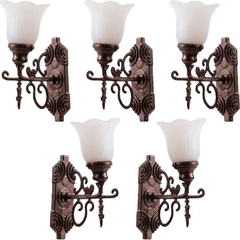 5pcs Mini House Wall Lamps Miniature Wall Lights Doll House Miniature Wall Lamps (1/5)