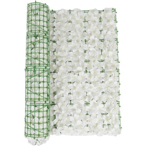 Clôture Artificielle en Feuillage, Plante Haie Décorative pour Balcon et Jardin, 0.53M Blanc
