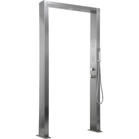 Doccia doppia inox acero da giardino multifunzione cascata getti idro lombari