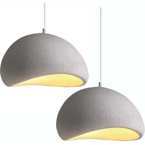2pcs Lampe Suspension Moderne 20cm Lustre Ciment Vintage E27 Luminaire Plafonnier Design Edison pour Salon Chambre,Gris (1/5)
