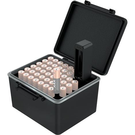 44 Slots AAA Battery Storage Case with Battery Tester, Hard Water Resistant Stand with Removable Battery Checker, Holds 44 AAA Batteries (1/5)