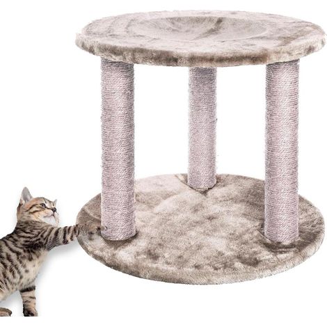 Tiragraffi per gatto a tre colonne con culla altezza 44 cm in corda sisal