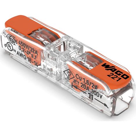 Conector de empalme en línea con palancas de 0,2 a 4 mm² - Para todo tipo de conductores