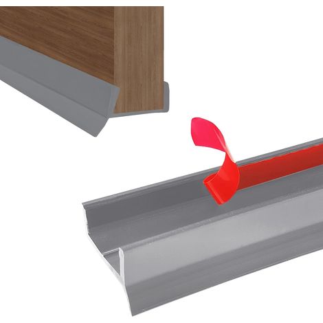 Self-Adhesive Skirting Board Seals for 15/16/17/18 mm Thickness of Wood Skirting Board with Sealing Lip Sealing Profile for Kitchen Skirting Boards Grey - 5M (1/5)