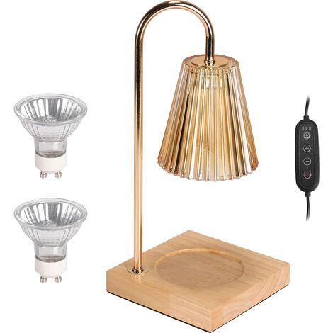 Scaldacandele a intensità regolabile con 2 lampadine, portacandele aromatici per casa, ufficio, camera da letto, soggiorno, idea regalo (champagne con timer) (1/5)
