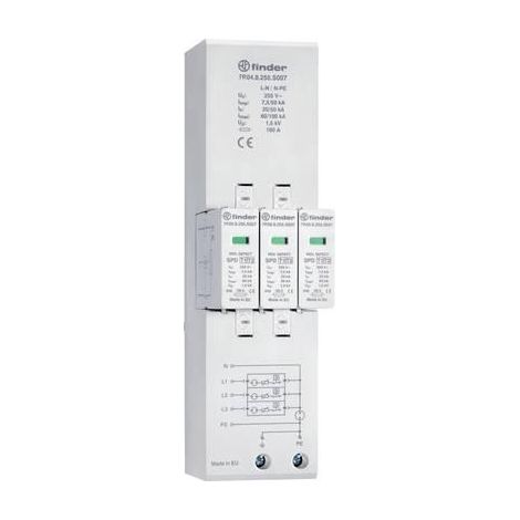 Finder SPD tipo 1+2 pararrayos para instalación trifásica