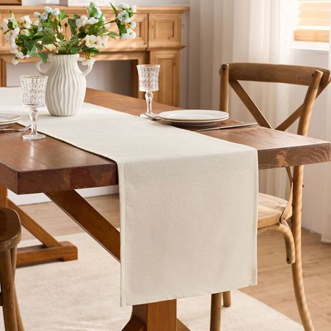 Lntyq Chemin de table automnal beige lavable, décoration intérieure, vacances, fête, 30 x 140 cm