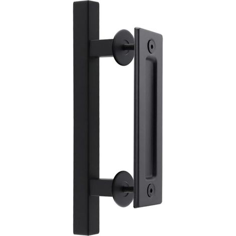 30 cm Poignée Porte Coulissante, Ronde Poignée de Porte Noire Poignée pour Portails, Garages, Armoires