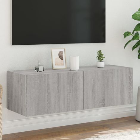 Mobile TV a Parete con Luci LED Grigio Sonoma 100x35x31 cm vidaXL