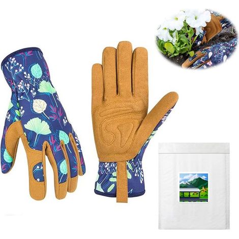 Gants de jardin pour femmes - Cuir durable et respirant - Taille M - Résistants aux épines et aux coupures, idéaux pour creuser, planter et tailler (1/5)