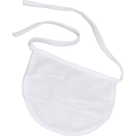 Protection trachéale double couche respirante et ajustable, blanche, pour trachéotomie et stomie. (1/5)