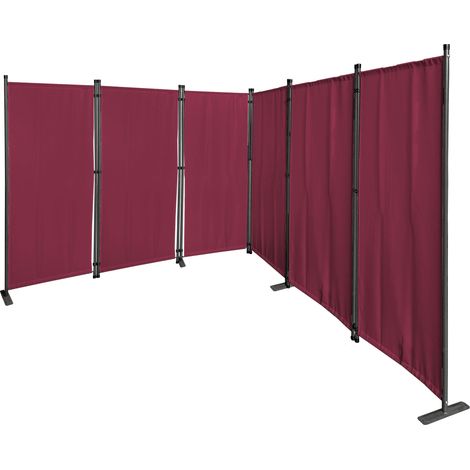 Paravent 6 Teilig 340x165cm Stoff Raumteiler Trennwand Balkon Sichtschutz Stellwand Faltbar Rubinrot
