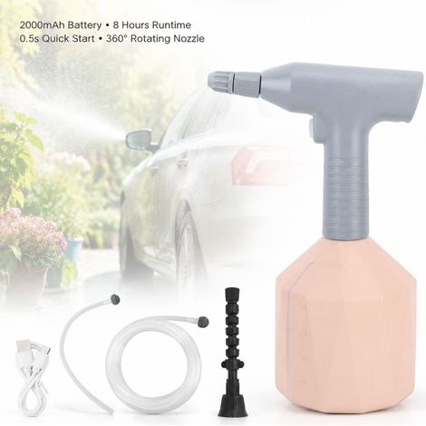Pulvérisateur Électrique - 360° Rotatif - 2000mAh - Bouteille Arrosage Jardin Sans Fil avec Tuyau, Rose, Grande Capacité 2L (1/5)