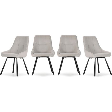 CALICOSY - Chaises en lot de 4 en tissu avec pieds en metal H85 cm - NORY (1/5)