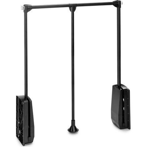 Emuca Appendiabiti per armadio Hang, larghezza regolabile 600-830 mm, Acciaio e Tecnoplastica, Verniciato nero