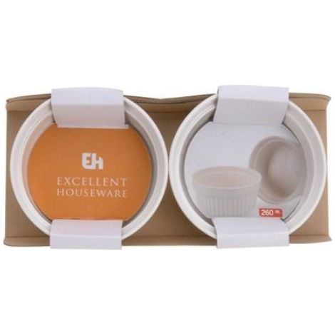 Fuente de cerámica apta para horno, redonda, blanca, acanalada, 11 cm, 2 unidades.