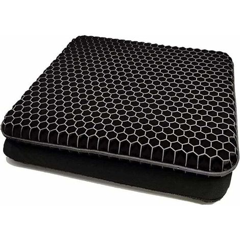 Cuscino per sedia, cuscino in gel traspirante, cuscino antidecubito, antidecubito ortopedico con rivestimento antiscivolo per auto/ufficio/casa/sedia a rotelle (nero) -Crezuo