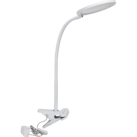 Abat-jour LED à pince blanc 7.5W, lumière naturelle 4000K tige flexible, pour chambre et table
