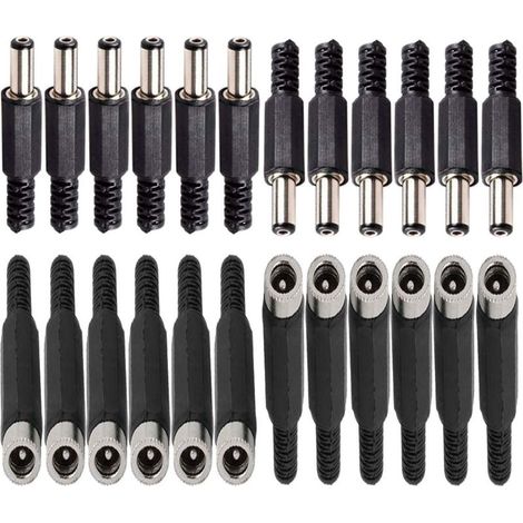 12 Pcs connecteurs DC Montage Panneau Prise 2,1mm x 5,5 mm/2,5mm x 5,5 mm,12 Prise connecteur Femelle 5,5 mm x 2,5 mm /2,1mm x 5,5 mm (1/3)