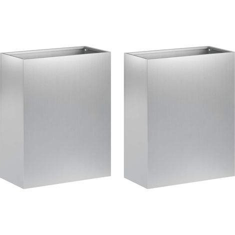 Garden Planter 2 pcs Silver 40 x 20 x 50 cm Galvanised Steel vidaXL