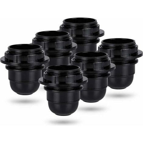 Douille a vis e27 noire - 6x Douille lampe e27 anneau en plastique - Douille ampoule e27 - Support douille ampoule e27 pour plafond et lampe suspendue - e27 douille ampoule (1/4)