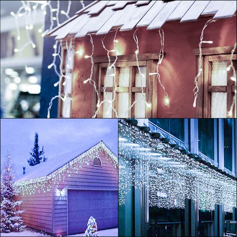 Randaco LED Eisregen Lichterkette Kaltweiß 400 LEDs 15m Weihnachten Lichtervorhang Beleuchtung Lichterkette Weihnachtsbaum (1/5)